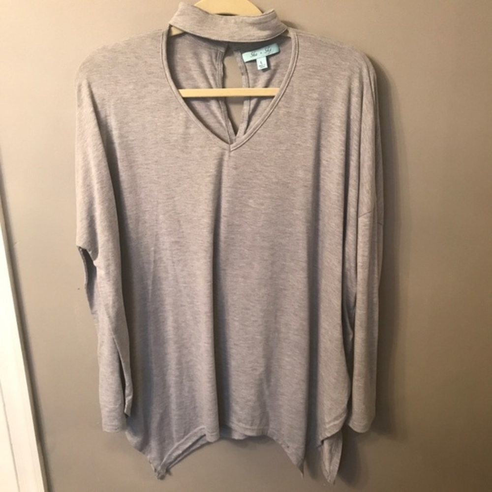 Mock Neck Strap Top Large She & Sky